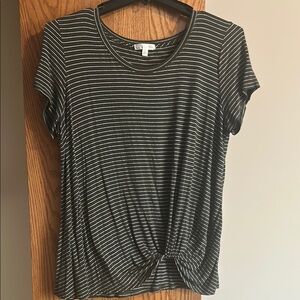 Striped Olive Green Women's Top